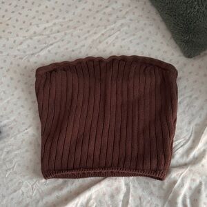 La Hearts Brown Ribbed Crop Top